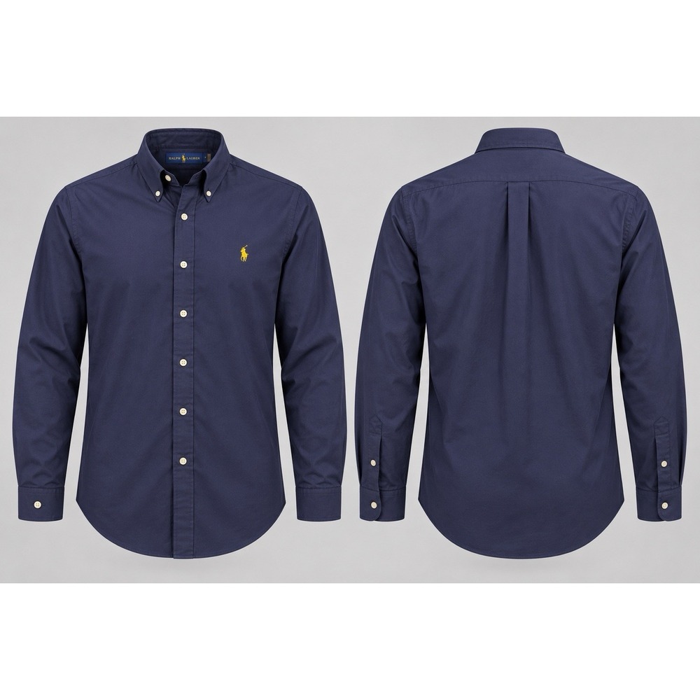 NEW POLO RALPH LAUREN MEN'S CLASSIC FIT LONG SLEEVE BUTTON NAVY SHIRT SIZE M